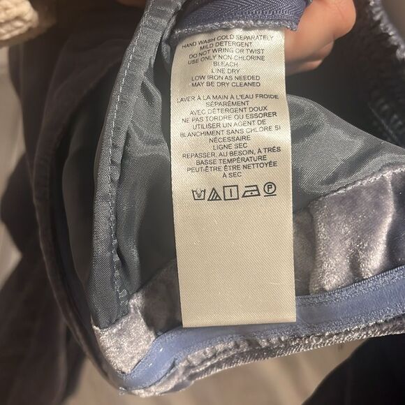 BY ANTHROPOLOGIE (NWT) The Femme Velvet Jumpsuit, Dusty Blue, Size 12 - Picture 14 of 15